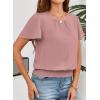 imageFalechay Womens Summer Tops Scoop Neck Ruffle Sleeve Shirts Cute Pleated Front Blouses Dressy Casual 2026Pink