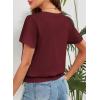 imageFalechay Womens Summer Tops Scoop Neck Ruffle Sleeve Shirts Cute Pleated Front Blouses Dressy Casual 2026Red