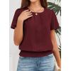 imageFalechay Womens Summer Tops Scoop Neck Ruffle Sleeve Shirts Cute Pleated Front Blouses Dressy Casual 2026Red