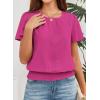 imageFalechay Womens Summer Tops Scoop Neck Ruffle Sleeve Shirts Cute Pleated Front Blouses Dressy Casual 2026Rose Red