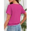imageFalechay Womens Summer Tops Scoop Neck Ruffle Sleeve Shirts Cute Pleated Front Blouses Dressy Casual 2026Rose Red