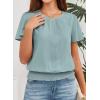 imageFalechay Womens Summer Tops Scoop Neck Ruffle Sleeve Shirts Cute Pleated Front Blouses Dressy Casual 2026Sage Green