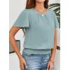 imageFalechay Womens Summer Tops Scoop Neck Ruffle Sleeve Shirts Cute Pleated Front Blouses Dressy Casual 2026Sage Green