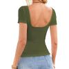 imageFalechay Long Sleeve Shirts for Women Sexy Backless Striped Tops Going Out TShirt Y2K Crop Womens Blouse Boat Neck OutfitAsolid Army Green
