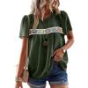 imageFalechay Womens Summer Tops Boho Crewneck Short Sleeve Shirts Floral Crochet Chiffon Blouses Flowy Casual Swiss Dot ClothingGreen
