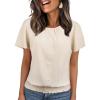 imageFalechay Womens Summer Tops Scoop Neck Ruffle Sleeve Shirts Cute Pleated Front Blouses Dressy Casual 2026Apricot