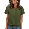 imageFalechay Womens Summer Tops Scoop Neck Ruffle Sleeve Shirts Cute Pleated Front Blouses Dressy Casual 2026Army Green
