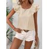 imageFalechay Womens Bow Tie Back Tops Round Neck Ruffle Short Sleeve Shirts Cute Babydoll Chiffon Tee Women Summer Trendy TunicApricot