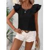 imageFalechay Womens Bow Tie Back Tops Round Neck Ruffle Short Sleeve Shirts Cute Babydoll Chiffon Tee Women Summer Trendy TunicBlack