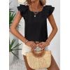 imageFalechay Womens Bow Tie Back Tops Round Neck Ruffle Short Sleeve Shirts Cute Babydoll Chiffon Tee Women Summer Trendy TunicBlack