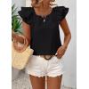 imageFalechay Womens Bow Tie Back Tops Round Neck Ruffle Short Sleeve Shirts Cute Babydoll Chiffon Tee Women Summer Trendy TunicBlack