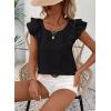 imageFalechay Womens Bow Tie Back Tops Round Neck Ruffle Short Sleeve Shirts Cute Babydoll Chiffon Tee Women Summer Trendy TunicBlack
