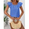 imageFalechay Womens Bow Tie Back Tops Round Neck Ruffle Short Sleeve Shirts Cute Babydoll Chiffon Tee Women Summer Trendy TunicBlue