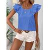 imageFalechay Womens Bow Tie Back Tops Round Neck Ruffle Short Sleeve Shirts Cute Babydoll Chiffon Tee Women Summer Trendy TunicBlue