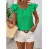imageFalechay Womens Bow Tie Back Tops Round Neck Ruffle Short Sleeve Shirts Cute Babydoll Chiffon Tee Women Summer Trendy TunicBright Green