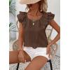 imageFalechay Womens Bow Tie Back Tops Round Neck Ruffle Short Sleeve Shirts Cute Babydoll Chiffon Tee Women Summer Trendy TunicBrown
