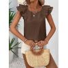 imageFalechay Womens Bow Tie Back Tops Round Neck Ruffle Short Sleeve Shirts Cute Babydoll Chiffon Tee Women Summer Trendy TunicBrown