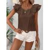 imageFalechay Womens Bow Tie Back Tops Round Neck Ruffle Short Sleeve Shirts Cute Babydoll Chiffon Tee Women Summer Trendy TunicBrown