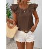 imageFalechay Womens Bow Tie Back Tops Round Neck Ruffle Short Sleeve Shirts Cute Babydoll Chiffon Tee Women Summer Trendy TunicBrown