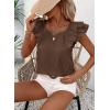 imageFalechay Womens Bow Tie Back Tops Round Neck Ruffle Short Sleeve Shirts Cute Babydoll Chiffon Tee Women Summer Trendy TunicBrown