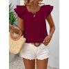 imageFalechay Womens Bow Tie Back Tops Round Neck Ruffle Short Sleeve Shirts Cute Babydoll Chiffon Tee Women Summer Trendy TunicBurgundy