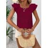 imageFalechay Womens Bow Tie Back Tops Round Neck Ruffle Short Sleeve Shirts Cute Babydoll Chiffon Tee Women Summer Trendy TunicBurgundy