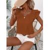imageFalechay Womens Bow Tie Back Tops Round Neck Ruffle Short Sleeve Shirts Cute Babydoll Chiffon Tee Women Summer Trendy TunicBurnt Orange
