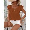 imageFalechay Womens Bow Tie Back Tops Round Neck Ruffle Short Sleeve Shirts Cute Babydoll Chiffon Tee Women Summer Trendy TunicBurnt Orange