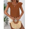 imageFalechay Womens Bow Tie Back Tops Round Neck Ruffle Short Sleeve Shirts Cute Babydoll Chiffon Tee Women Summer Trendy TunicBurnt Orange
