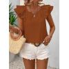 imageFalechay Womens Bow Tie Back Tops Round Neck Ruffle Short Sleeve Shirts Cute Babydoll Chiffon Tee Women Summer Trendy TunicBurnt Orange