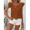 imageFalechay Womens Bow Tie Back Tops Round Neck Ruffle Short Sleeve Shirts Cute Babydoll Chiffon Tee Women Summer Trendy TunicBurnt Orange