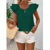 imageFalechay Womens Bow Tie Back Tops Round Neck Ruffle Short Sleeve Shirts Cute Babydoll Chiffon Tee Women Summer Trendy TunicDark Green