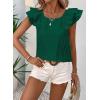 imageFalechay Womens Bow Tie Back Tops Round Neck Ruffle Short Sleeve Shirts Cute Babydoll Chiffon Tee Women Summer Trendy TunicDark Green
