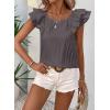 imageFalechay Womens Bow Tie Back Tops Round Neck Ruffle Short Sleeve Shirts Cute Babydoll Chiffon Tee Women Summer Trendy TunicDark Grey