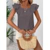 imageFalechay Womens Bow Tie Back Tops Round Neck Ruffle Short Sleeve Shirts Cute Babydoll Chiffon Tee Women Summer Trendy TunicDark Grey