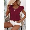 imageFalechay Womens Bow Tie Back Tops Round Neck Ruffle Short Sleeve Shirts Cute Babydoll Chiffon Tee Women Summer Trendy TunicDark Red