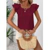 imageFalechay Womens Bow Tie Back Tops Round Neck Ruffle Short Sleeve Shirts Cute Babydoll Chiffon Tee Women Summer Trendy TunicDark Red