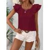 imageFalechay Womens Bow Tie Back Tops Round Neck Ruffle Short Sleeve Shirts Cute Babydoll Chiffon Tee Women Summer Trendy TunicDark Red