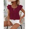 imageFalechay Womens Bow Tie Back Tops Round Neck Ruffle Short Sleeve Shirts Cute Babydoll Chiffon Tee Women Summer Trendy TunicDark Red