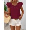 imageFalechay Womens Bow Tie Back Tops Round Neck Ruffle Short Sleeve Shirts Cute Babydoll Chiffon Tee Women Summer Trendy TunicDark Red