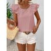 imageFalechay Womens Bow Tie Back Tops Round Neck Ruffle Short Sleeve Shirts Cute Babydoll Chiffon Tee Women Summer Trendy TunicDusty Rose