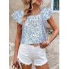 imageFalechay Womens Bow Tie Back Tops Round Neck Ruffle Short Sleeve Shirts Cute Babydoll Chiffon Tee Women Summer Trendy TunicFloral Blue