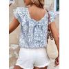 imageFalechay Womens Bow Tie Back Tops Round Neck Ruffle Short Sleeve Shirts Cute Babydoll Chiffon Tee Women Summer Trendy TunicFloral Blue