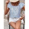 imageFalechay Womens Bow Tie Back Tops Round Neck Ruffle Short Sleeve Shirts Cute Babydoll Chiffon Tee Women Summer Trendy TunicFloral Blue