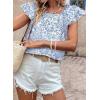 imageFalechay Womens Bow Tie Back Tops Round Neck Ruffle Short Sleeve Shirts Cute Babydoll Chiffon Tee Women Summer Trendy TunicFloral Blue