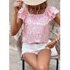 imageFalechay Womens Bow Tie Back Tops Round Neck Ruffle Short Sleeve Shirts Cute Babydoll Chiffon Tee Women Summer Trendy TunicFloral Pink