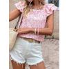 imageFalechay Womens Bow Tie Back Tops Round Neck Ruffle Short Sleeve Shirts Cute Babydoll Chiffon Tee Women Summer Trendy TunicFloral Pink