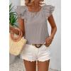imageFalechay Womens Bow Tie Back Tops Round Neck Ruffle Short Sleeve Shirts Cute Babydoll Chiffon Tee Women Summer Trendy TunicGray Beige