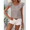 imageFalechay Womens Bow Tie Back Tops Round Neck Ruffle Short Sleeve Shirts Cute Babydoll Chiffon Tee Women Summer Trendy TunicGray Beige