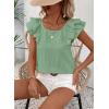 imageFalechay Womens Bow Tie Back Tops Round Neck Ruffle Short Sleeve Shirts Cute Babydoll Chiffon Tee Women Summer Trendy TunicGreen